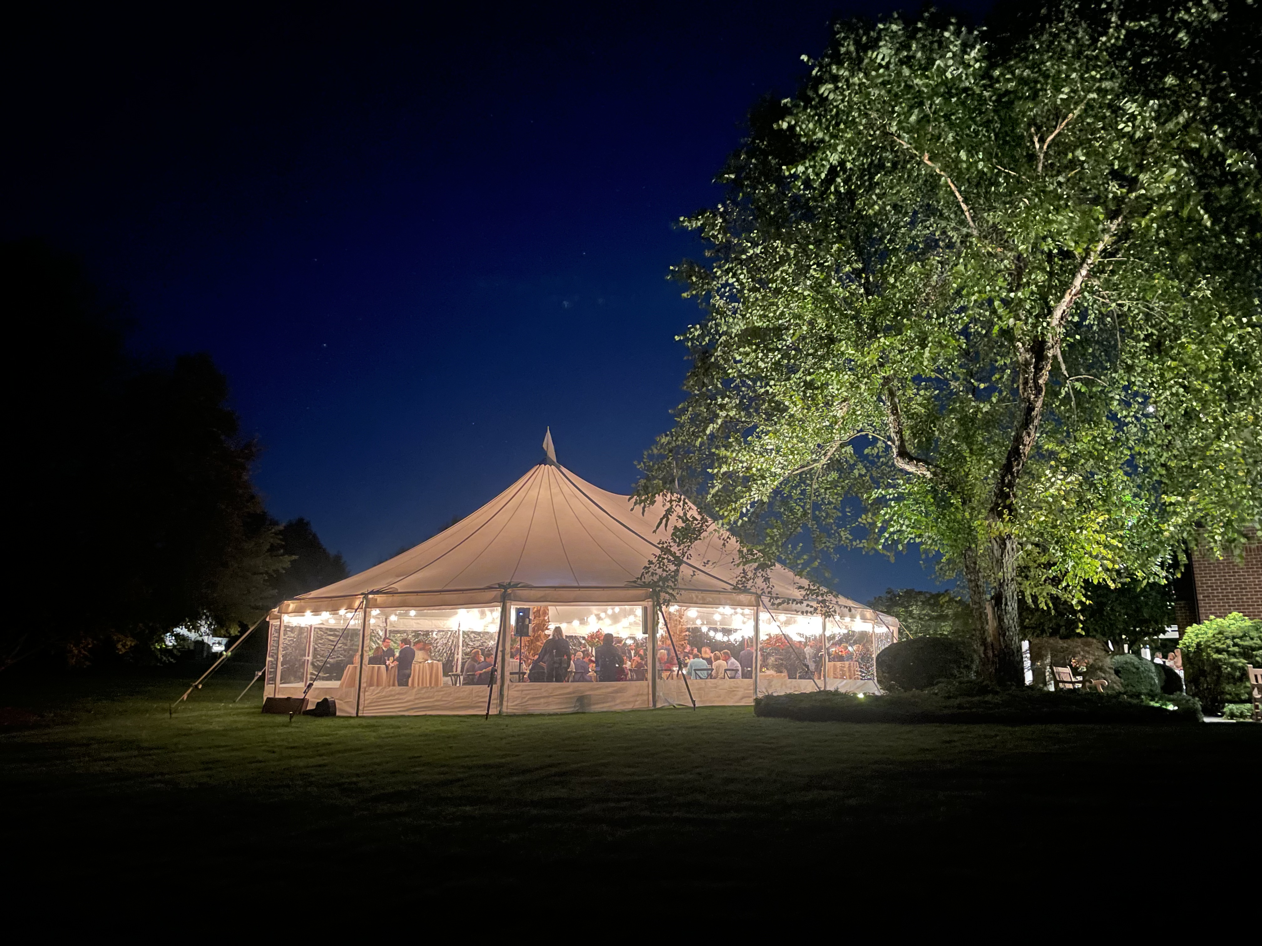 Sailcloth tent at night